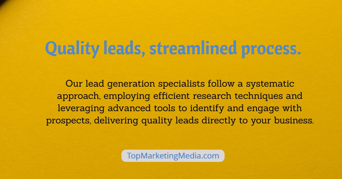 TMM Quality leads, Streamlined
